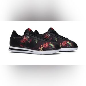 Nike Cortez Basic Black Floral Pack Running Shoes Size 9.5 BV6067-001
